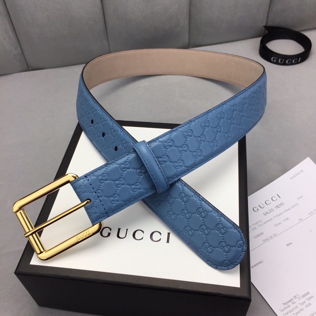 Gucci 2020 구찌 벨트 MG3634 블루 금장,은장