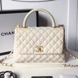 Chanel 샤넬 코코핸들 캐비어 화이트&금장 25cm