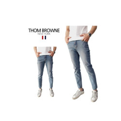 Thom Browne 톰브라운 사틴블루 슬림스트레이트 청바지