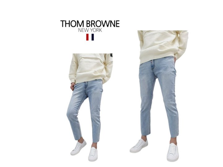 Thom Browne  톰브라운 아이스 밑단 커팅 청바지