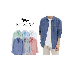 Maison Kitsune 메종키츠네 린넨 롤업 셔츠