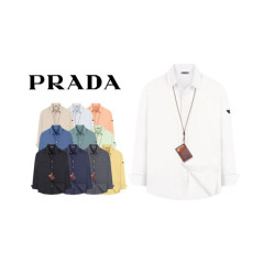 PRADA   프라다 프리미엄 플레이트 린넨 긴팔 셔츠