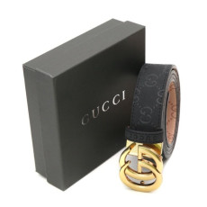 GUCCI 구찌 매트골드 마몬트 버클 OG로고레더 벨트[수