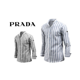 PRADA 프라다 플레이트 차이나스트라이프 셔츠