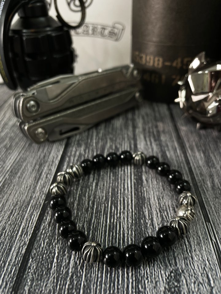 Chrome Hearts 크롬하츠 CH 클래식 NEW로고 실버 비즈볼 8mm 브레이슬릿(팔찌) silver.925 [1:1제작]