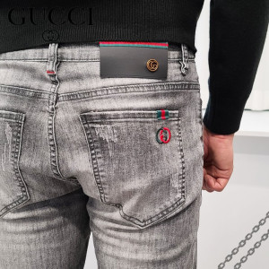 GUCCi 구찌 자수로고 그레이 청바지