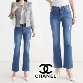 Chanel 샤넬 슬림 와이트 부츠컷 팬츠