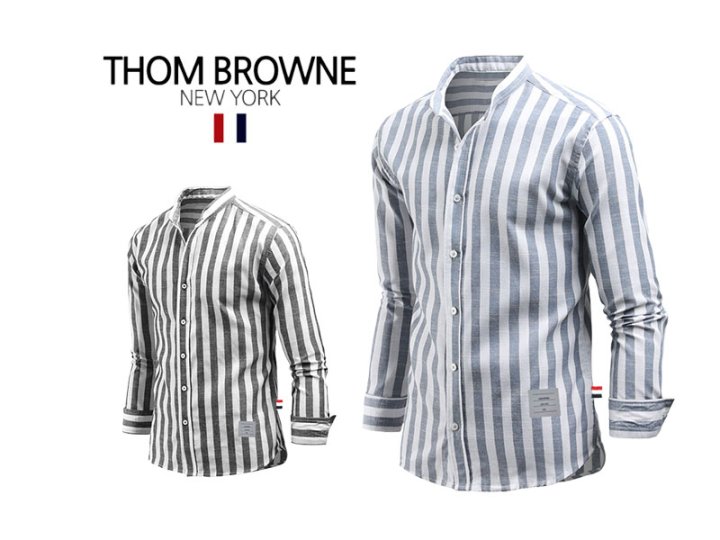 Thom Browne 톰브라운  차이나카라 스트라이프 린넨 셔츠