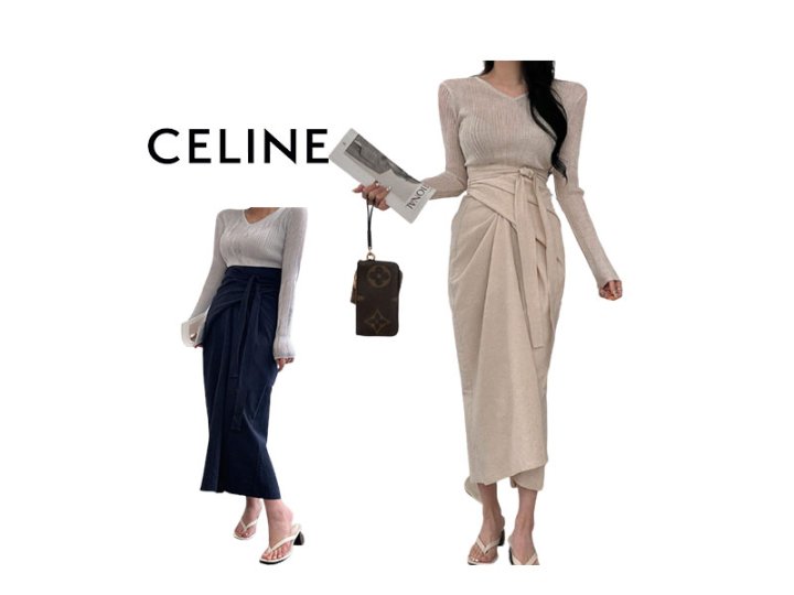 CELINE 셀린느 린넨 크로스 스커트