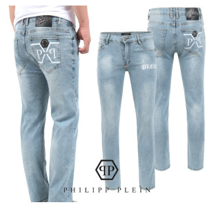 Philipp Plein 필립플레인 화이트 프린트 워싱 슬림진