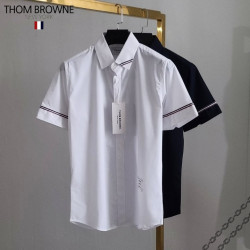 Thom Browne 톰브라운 카라라인 소매삼선 반팔 셔츠