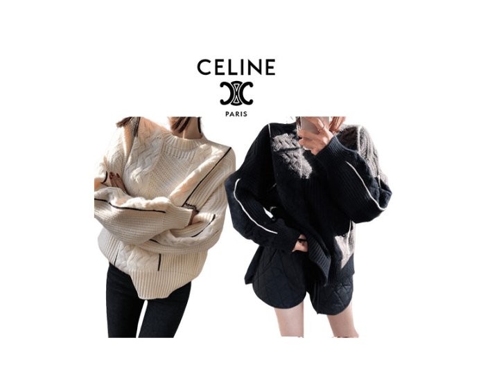 CELINE 셀린느 믹싱 꽈배기 라인 니트