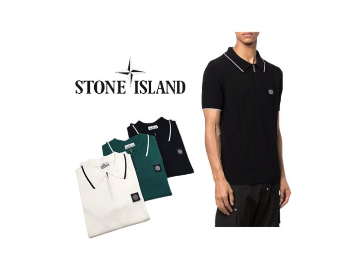 Stone Island 스톤아일랜드 사각패치 지퍼 니트 카라티