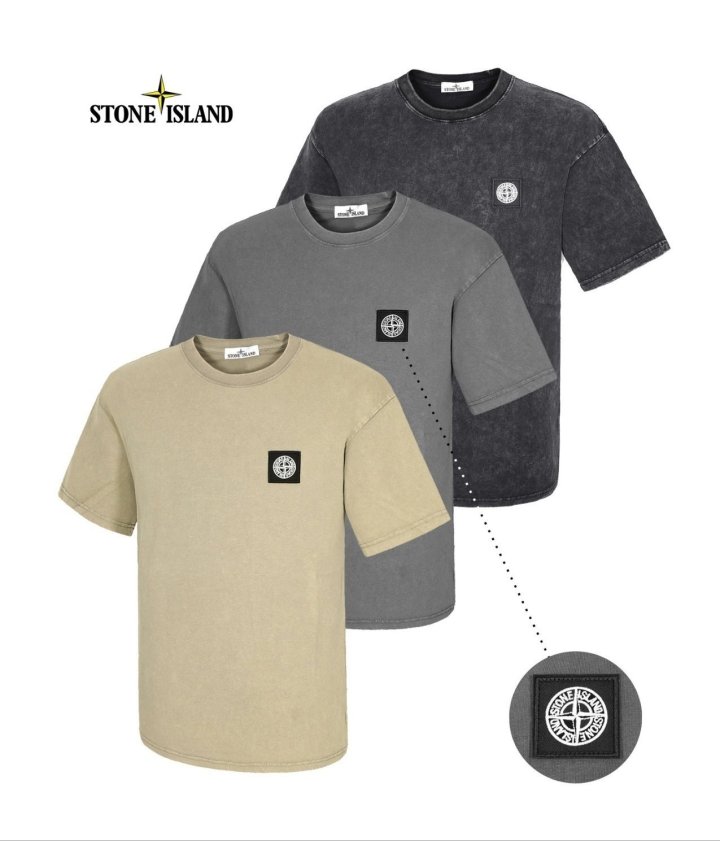 Stone Island 스톤 사각패치 가먼트다잉 라운드