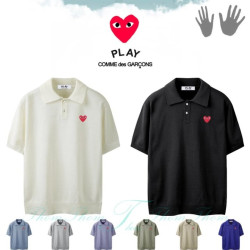 Comme des Garcons 꼼데가르송 뉴 린넨 카라 반팔 니트