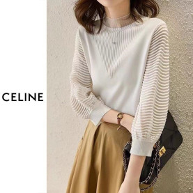 CELINE 셀린느 시스루 펄 배색니트