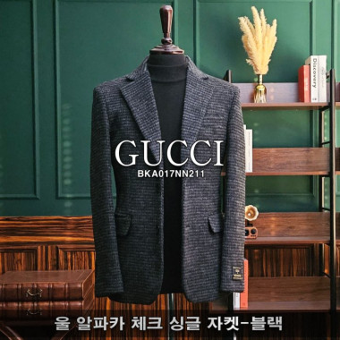 GUCCI 구찌 울 알파카 체크 싱글 자켓