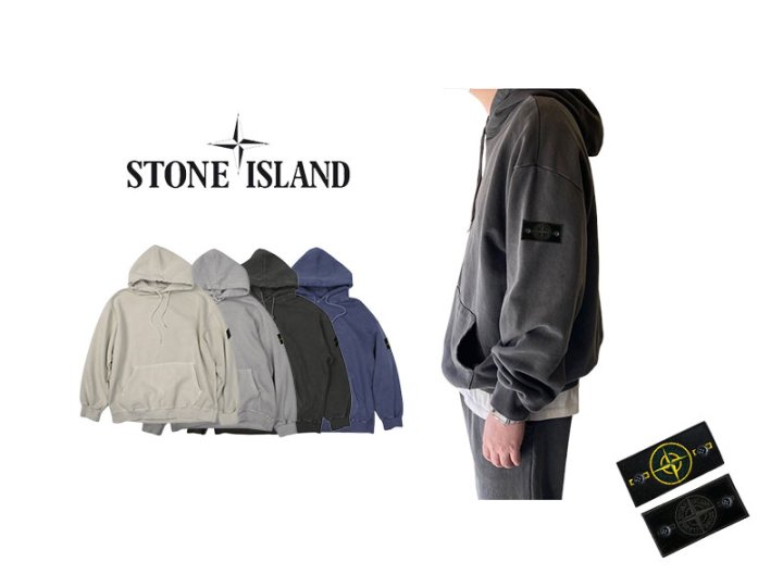 STONE ISLAND 스톤아일랜드헤비기모 피그먼트 후드티