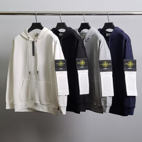 STONE ISLAND 스톤아일랜드 로고와펜 코튼 후드티