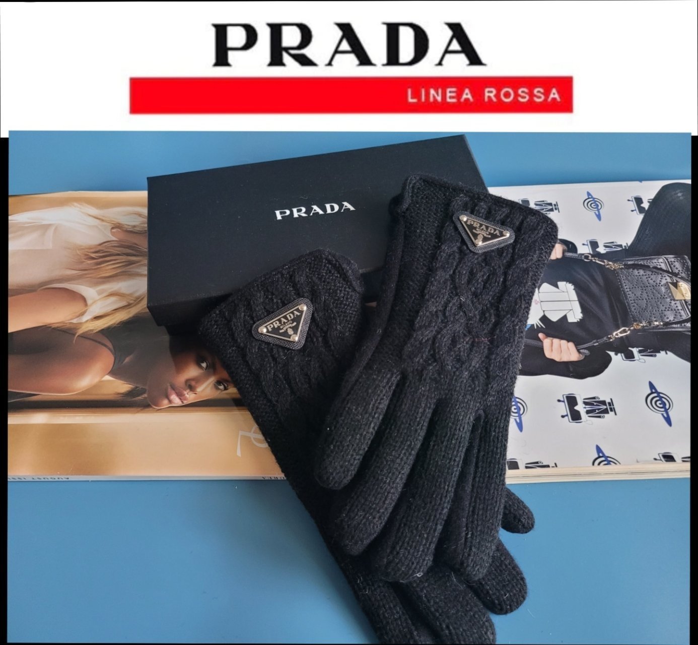 PRADA 프라다 여성 램스울 니트장갑 (2컬러)