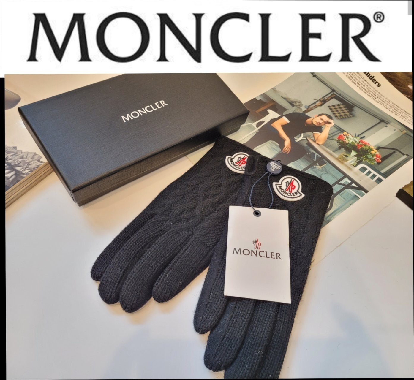 MONCLER 몽클레어 여성 램스울 니트 장갑 (3컬러)