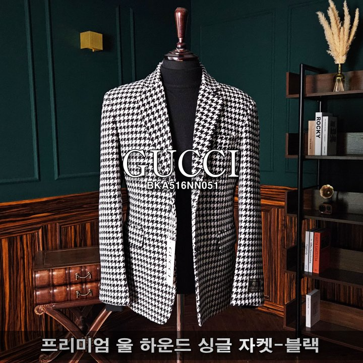 GUCCI 구찌 프미리엄 울 하운드 싱글 자켓