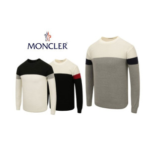 MONCLER 몽클레어 하프 배색 라운드 니트