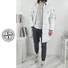 STONE ISLAND 스톤아일랜드 와펜 로고 크링클랩스 롱패딩