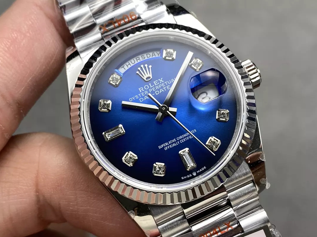 ROLEX 로렉스 데이데이트 청판 옴브레 다이얼 화이트 골드 금통 10P 36mm