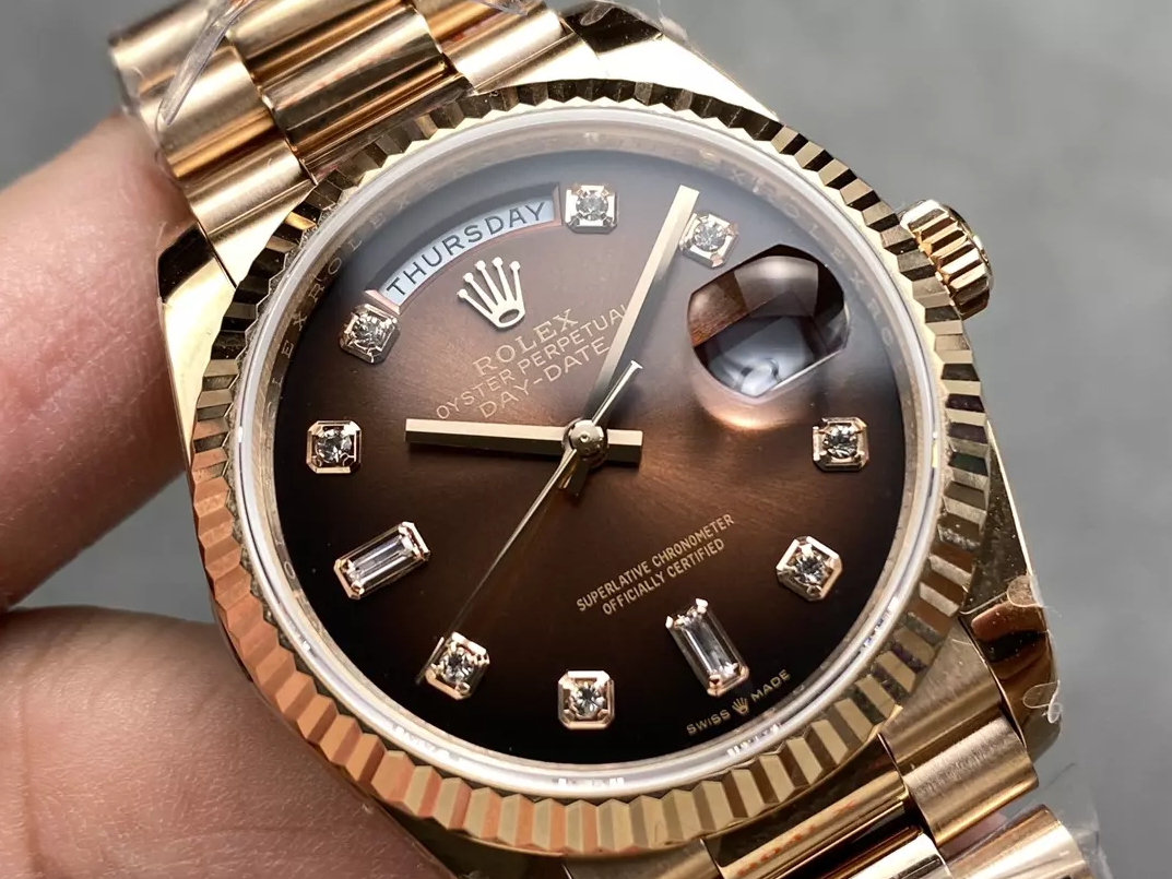 ROLEX 로렉스 데이데이트 데이데이트 브라운 옴브레 다이얼 로즈골드 금통 10P 36mm