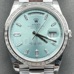 ROLEX 로렉스 데이데이트 플래티넘 다이아 다이얼 바게티 다이아 베젤 화이트 골드 10P 40mm