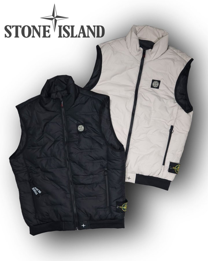 STONE ISLAND 스톤아일랜드 스퀘어 컴퍼스 사이드버튼 와팬 나일론 패딩 베스트