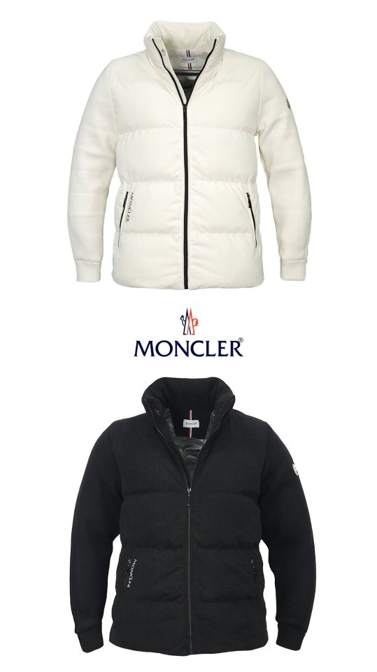 MONCLER 몽클레어 클래식 와팬 코듀로이 니트 히트텍 하이넥 로고 패딩