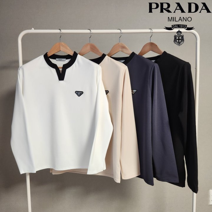 PRADA 프라다 배색마이V 긴팔