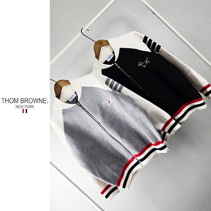 THOM BROWNE 톰브라운 헥터 니트 집업 블루종