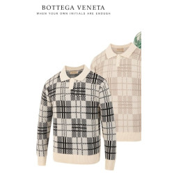 BOTTEGA VENETA 보테가베네타 체크 니트 카라티