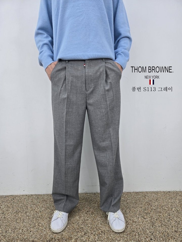 THOM BROWNE 톰브라운 린넨 면 옆밴딩 와이드 슬렉스 3COLOR