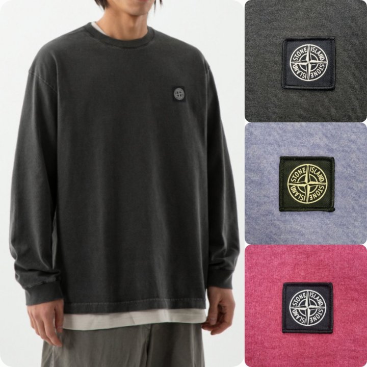 STONE ISLAND 스톤아일랜드 사각패치 피그먼트 긴팔