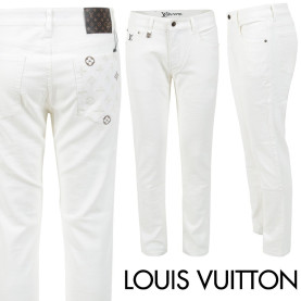 LOUIS VUITTON 루이비통 모노 자수 화이트 슬림 일자진