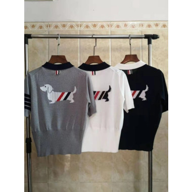THOM BROWNE 톰브라운 헥터 카라 반팔 니트