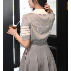 THOM BROWNE 톰브라운 빽 헥터 짜임 카라 반팔 니트 3COLOR