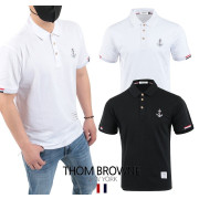 THOM BROWNE 톰브라운 앵커자수 골드버튼 PK 티셔츠