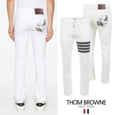 THOM BROWNE 톰브라운 블랙4바 도그스프레이 화이트 슬림진
