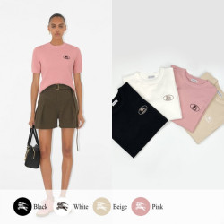 BURBERRY 버버리 나이트 스탬프 자수 니트 반팔