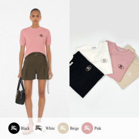 BURBERRY 버버리 나이트 스탬프 자수 니트 반팔
