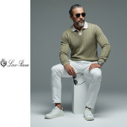 LOROPIANA 로로피아나 배색 카라 라인니트 2COLOR