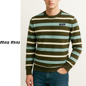 MIUMIU 미우미우 올리브 멀티 스트라이프티 2COLOR