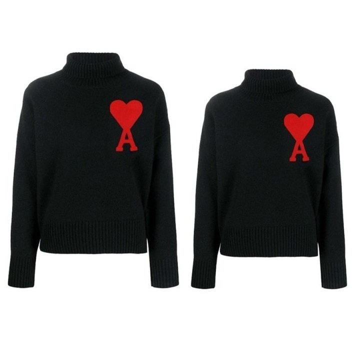 AMI 아미 뉴 빅패치 안타르시아 니트 터틀넥