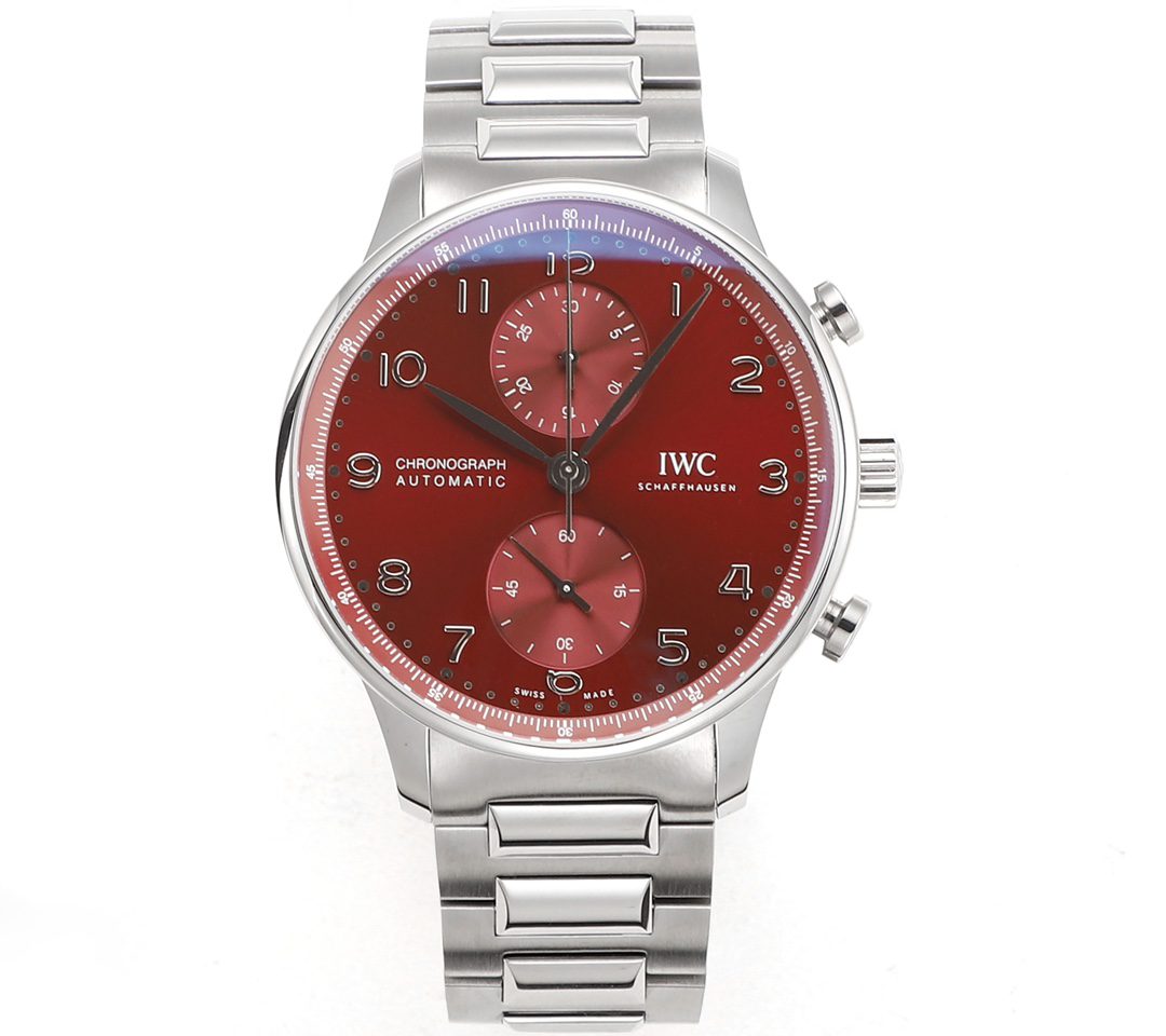 IWC 아이더블유씨 포르투기저 크로노그래프 버건디 다이얼 스틸 SS브레이슬릿 40mm IW371616