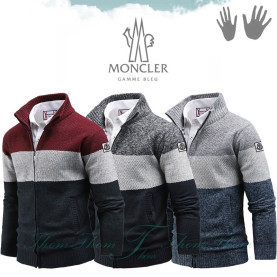 MONCLER 몽클레어 감마블루 그레이 니트 기모 집업